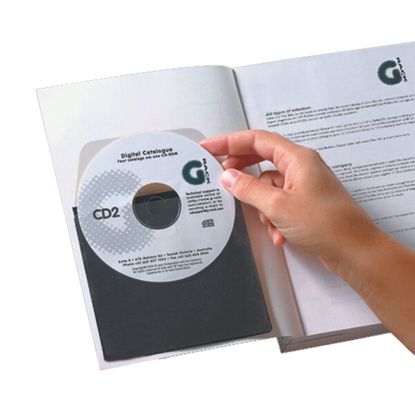 Selvklæbende CD/DVD-lommer med beskyttende indlæg